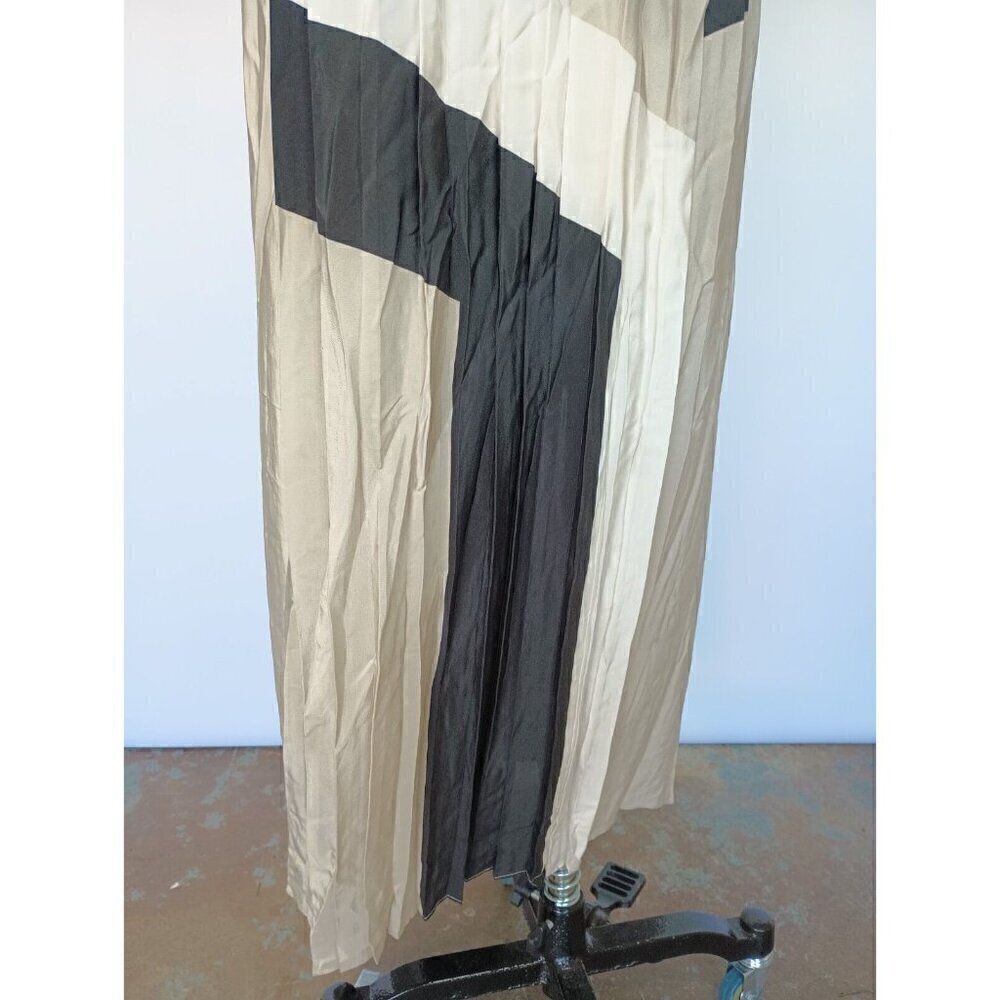 Tibi Revolve Maritime Border Midi Dress Size 0 NWT Ecru Multi Pleated Silk - Picture 7 of 16